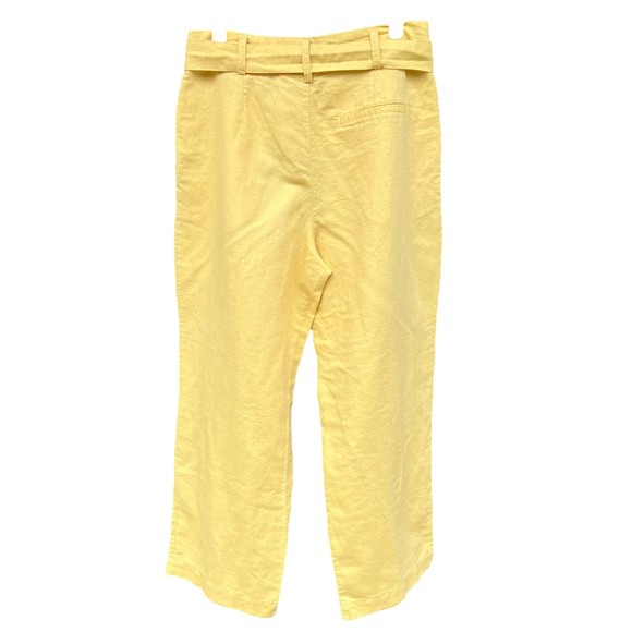 ZARA Yellow Linen Blend Wideleg Trousers Pants Women’s Size Medium - Picture 2 of 11